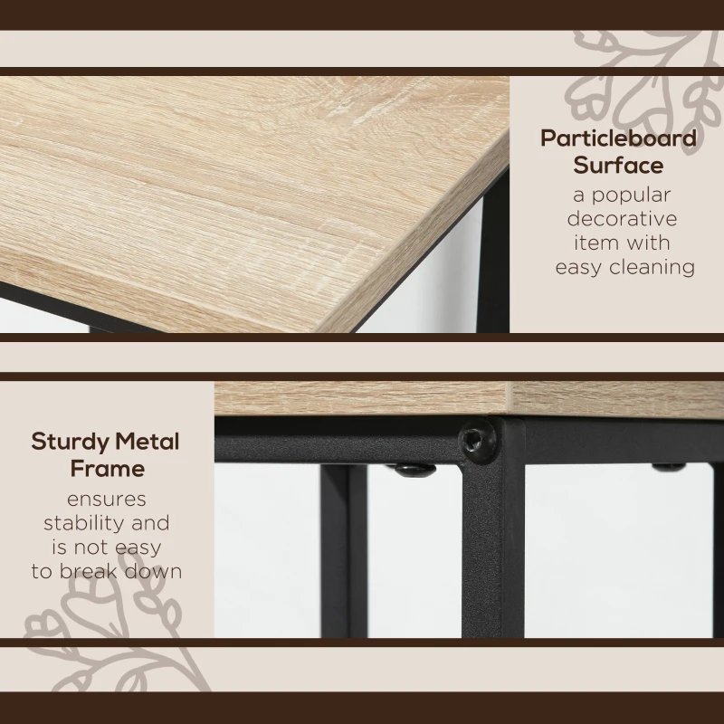 Outsunny 3 elementowy zestaw stojaków na rośliny układany w stos, uchwyt na donice, oszczędzający miejsce stojak na rośliny w stylu przemysłowym do ogrodu balkonu Czarny+Naturalny