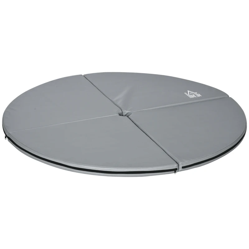 Mata do tańca na rurze HOMCOM, Ø 150cm, 5 cm grubości, składana, przenośna, amortyzująca, do gimnastyki, jogi, jasnoszara