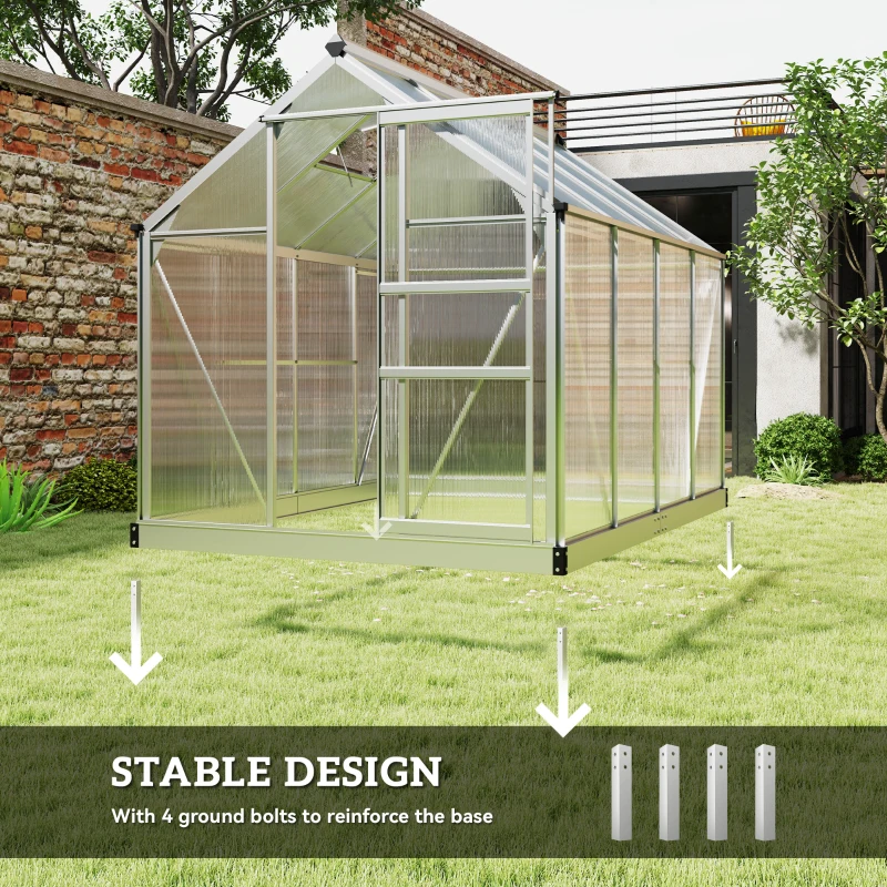 Outsunny 6 x 8ft Walk-In Greenhouse, with Sliding Door - Clear