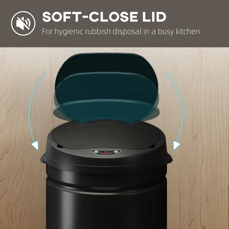 HOMCOM Kosz na śmieci z sensorem 50L ze stali nierdzewnej Automatyczny cichy kosz z pokrywą Soft-Close, czujnik ruchu, odporny na odciski palców dla biur, sypialni, kuchni, kolor srebrny