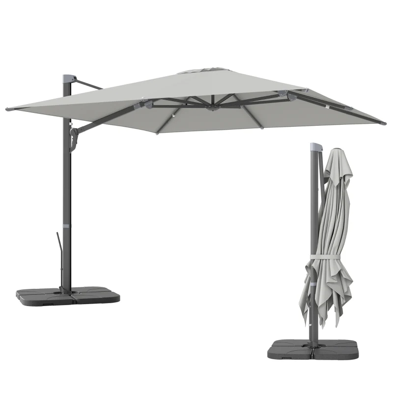 Aluminiowy parasol ogrodowy 3x3m, obrót 360°, z korbką