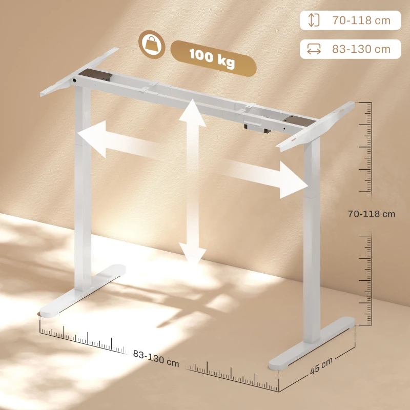 HOMCOM Electric Standing Desk Frame, Height Adjustable Sit Stand Desk Frame with Dual Motors, Memory Smart Panel and Collision Protection, Easy Assembly, White