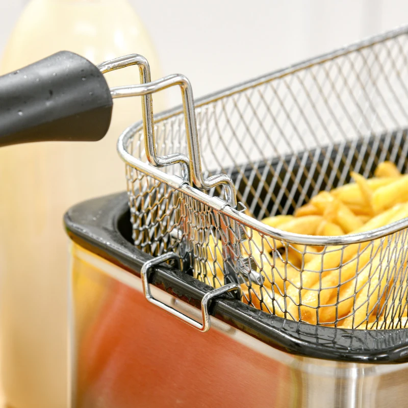 HOMCOM Frytkownica, Pojemność 3 Litry, Moc 2000W, Przezroczysta Pokrywa, Uchwyt Chłodny w Dotyku, Czarna