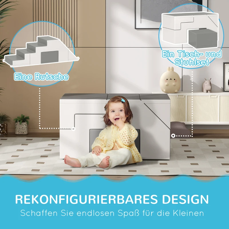 HOMCOM Zabawka do wspinaczki i zjeżdżania dla dzieci, wspiera rozwój motoryczny, skóra ekologiczna, pianka EPE, 86x49x47 cm, Szary