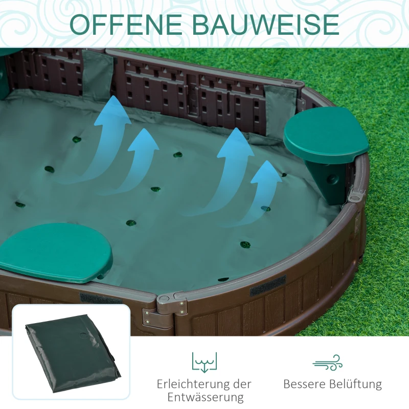 Piaskownica dla dzieci, z przykryciem, 4 miejsca, 183x105 cm