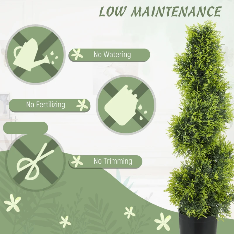 HOMCOM Lifelike Artificial Plant, 90cm UV-Resistant Spiral Topiary Tree with 693 Leaves, Fake Plant in Pot for Outdoor and Indoor Decor, Green