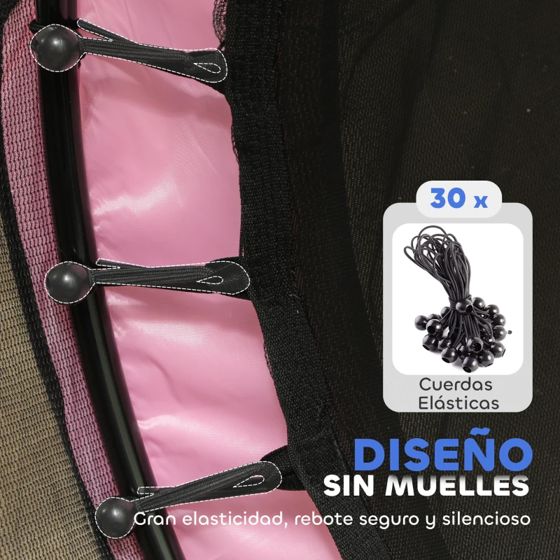 HOMCOM Trampolín para Niños de +3 Años Ø140 cm con Red de Seguridad y Marco de Acero para Interior y Exterior Rosa y Negro
