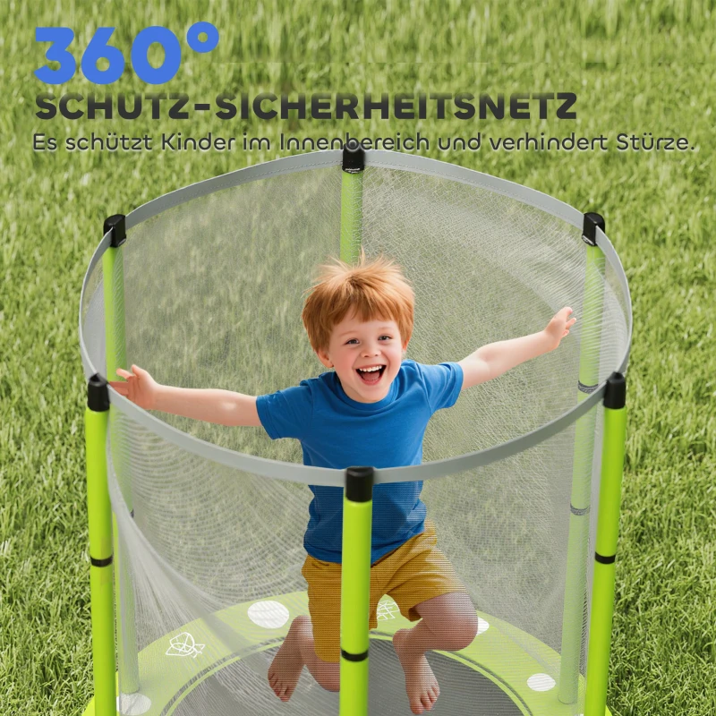 Trampolina dla dzieci Ø140 cm, z siatką, zielona