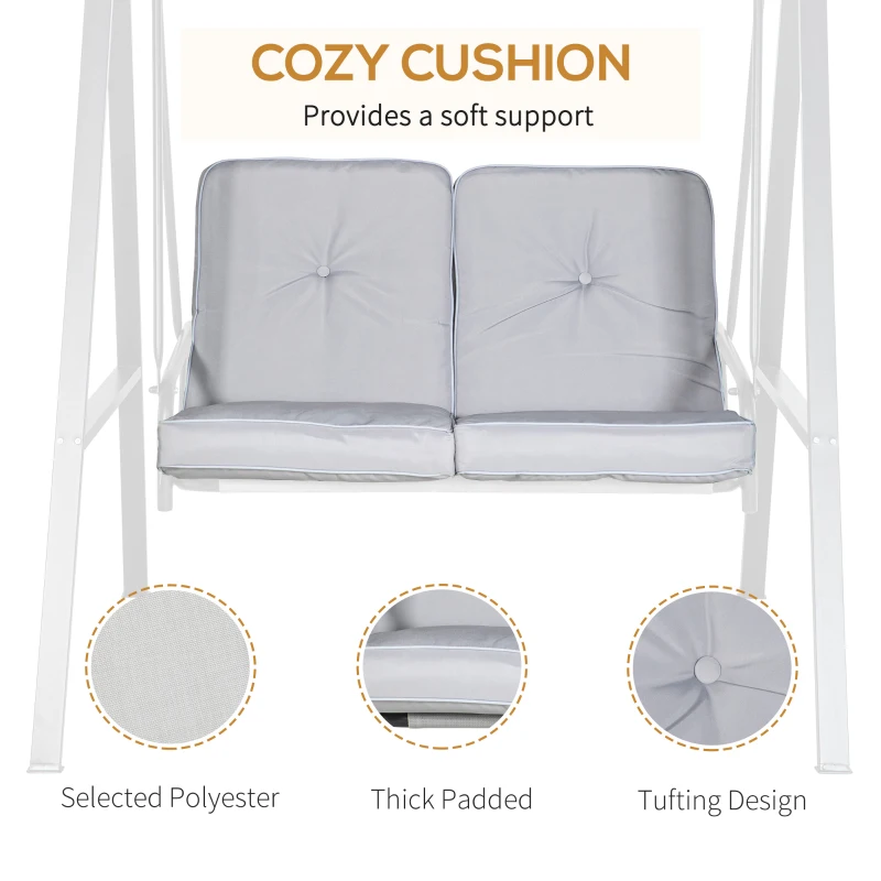 Huśtawka ogrodowa 2-osobowa, regulowany dach, szary kolor