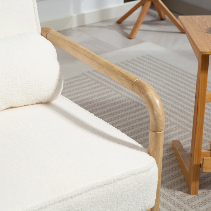 Fotel do salonu, z podłokietnikami, drewniane nogi, beżowy