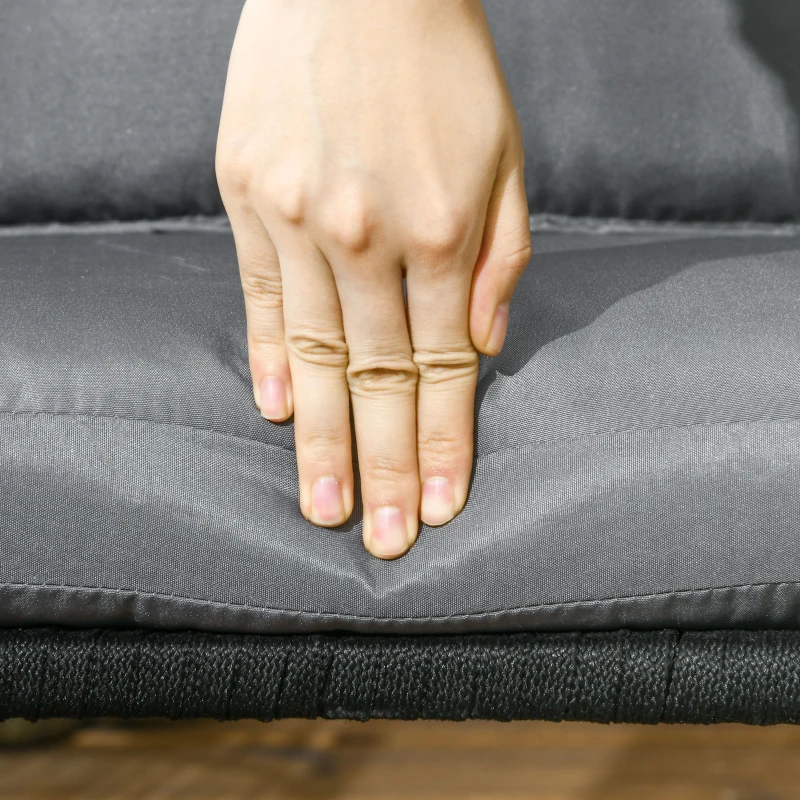 Outsunny Zestaw 2 krzeseł ogrodowych z poduszkami, styl boho, krzesło ogrodowe, meble ogrodowe, krzesło balkonowe, krzesło tarasowe, rama metalowa, 57 x 60 x 71 cm, kolor ciemnoszary