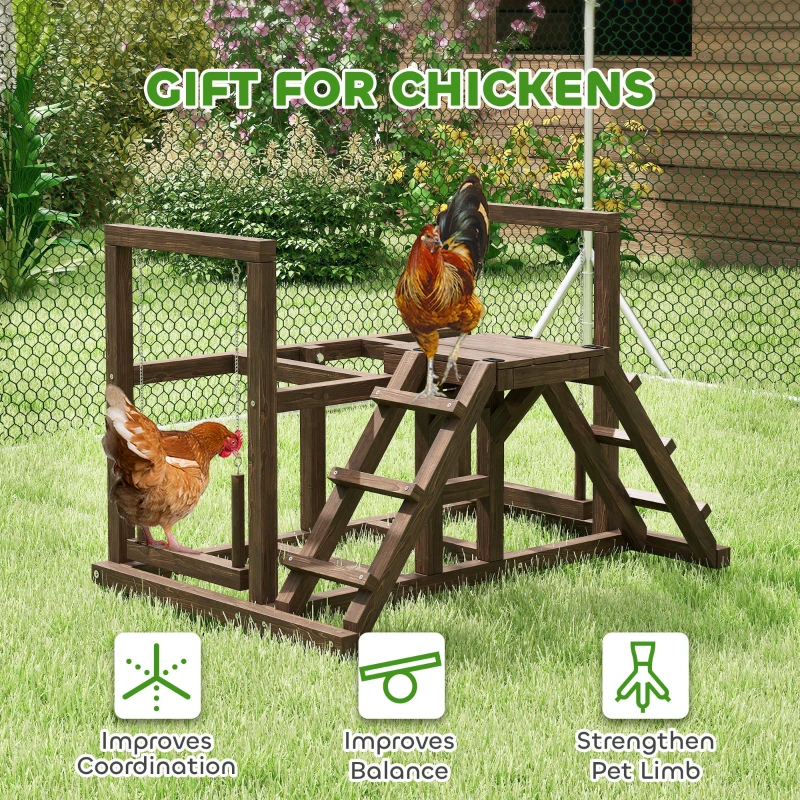 Drewniane huśtawki dla kur, drabinka, platformy, zabawa