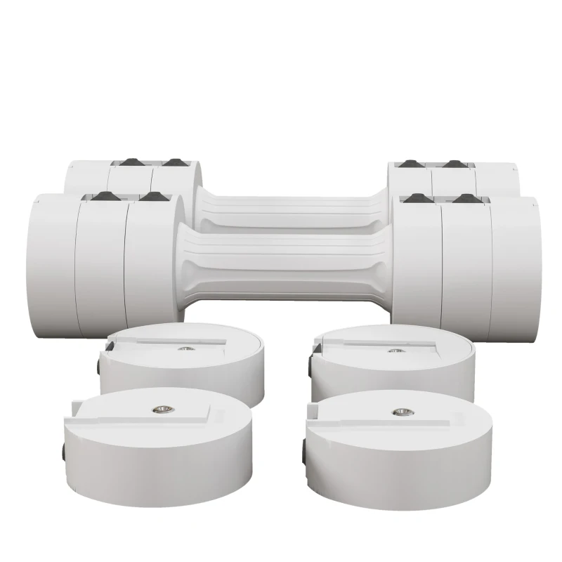 2 x 2,5 kg hantle, regulowana waga, plastikowa obudowa, białe