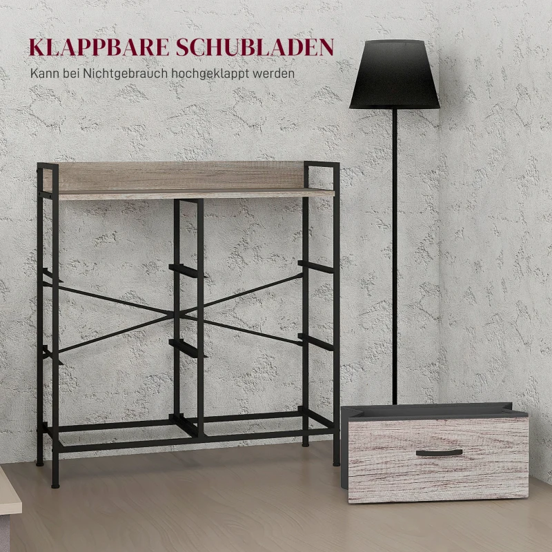 Komoda z szufladami, materiałowa, drewnopodobna, szara