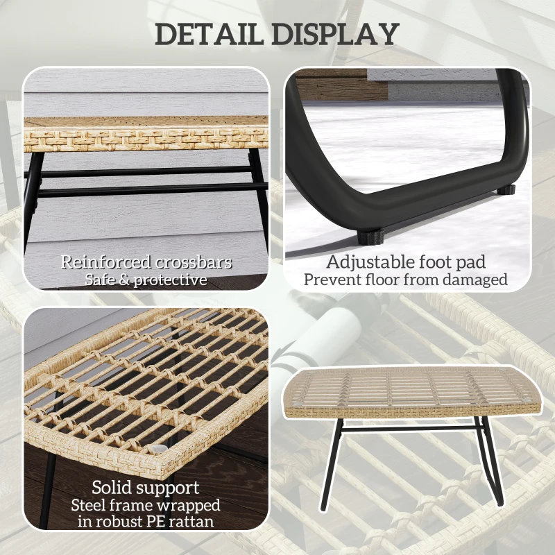 Stół ogrodowy z polirattanu, 90 x 50 x 45 cm, UV-odporny