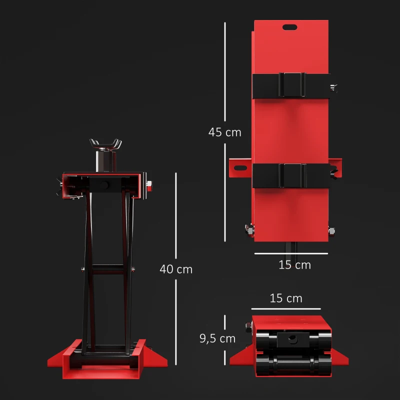 HOMCOM 500 kg Motorcycle Scissor Lift Jack, Heavy Duty Steel Adjustable Motorbike Lifting Hoist Stand, Foldable Lifter for Dirt Bike Repair Maintenance, 45 x 15 cm Large Platform, Red