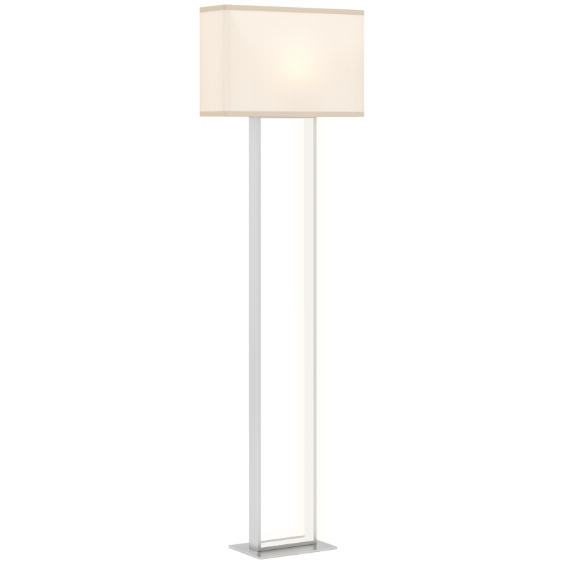 HOMCOM LED Floor Lamp, 150 cm Dimmable Standing Lamp with Linen Shade and Foot Switch, Modern Minimalist Tall Night Light with Metal Base for Living Room, Bedroom, Office, White