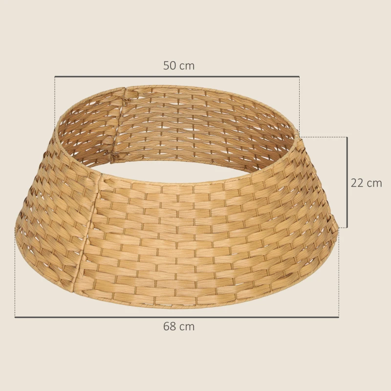 Kołnierz choinkowy HOMCOM, Ø 68cm, z plastiku, dla stojaka choinkowego, osłona stojaka choinkowego do domu, imprezy, dekoracji, naturalne drewno