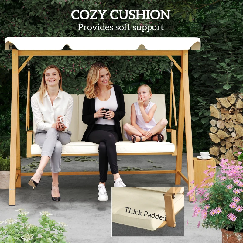 Huśtawka ogrodowa 3-osobowa, regulowany daszek, poduszki