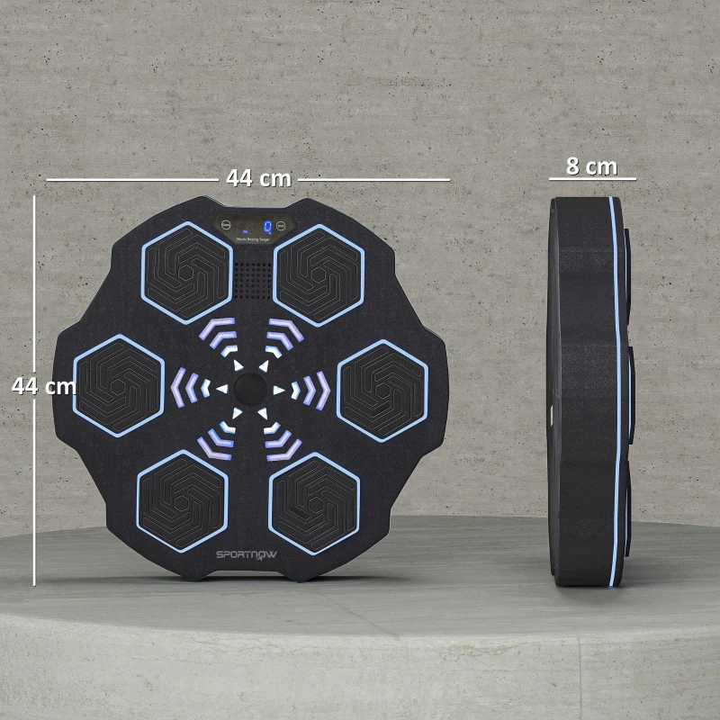 SPORTNOW Maszyna do Boksowania z Muzyką, elektroniczna maszyna do boksowania Bluetooth, 9 prędkości, 3 tryby, ściana do boksowania z inteligentnymi diodami LED, dla dorosłych, ćwiczenia w domu, Czarna