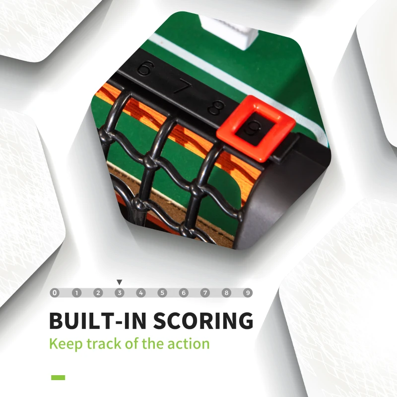 HOMCOM Stół do piłkarzyków składany, w zestawie 22 piłkarzyki, 2 piłki, antypoślizgowe uchwyty, tablica wyników, stół do gry dla dorosłych i dzieci, do sal gier, barów i imprez, 118 x 104 x 69 cm, kolor brązowy