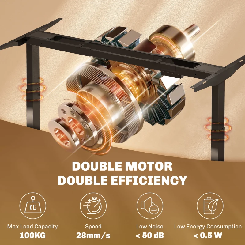 HOMCOM Electric Standing Desk Frame, Height Adjustable Sit Stand Desk Frame with Dual Motors, Memory Smart Panel and Collision Protection, Easy Assembly, Black