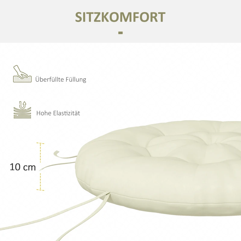 Poduszka zewnętrzna na krzesło ogrodowe Outsunny, siedzisko do fotela księżycowego, poduszka siedziska z 10 cm grubym wypełnieniem, poduszka na krzesło, poliester, beżowy