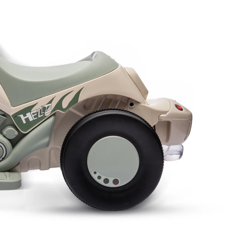 AIYAPLAY Dziecięcy Motocykl Elektryczny, 6V Motocykl dla Dzieci z Muzyką, Bańkami, Pojazd dla Dzieci z Reflektorem, 2,5-3 km/h, dla Dzieci 2-5 Lat, max. 30 kg, Kremowy