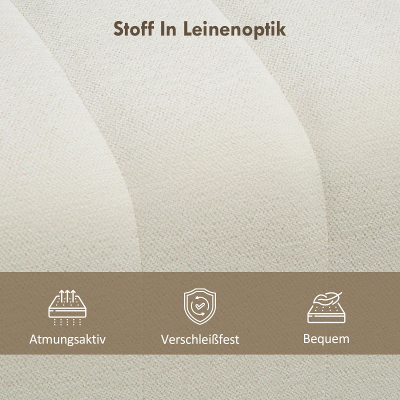 HOMCOM Ławka Tapicerowana, Ławka do Łóżka z Wyglądem Lnu, Pikowanie Kanałowe, do 220 kg, dla Sypialni, Salonu, Przedpokoju, 110 x 40 x 44 cm, Kremowa