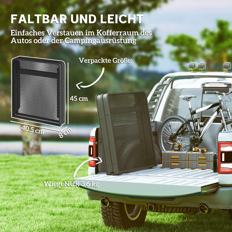 Stół campingowy składany, regulowana wysokość, metalowa siatka