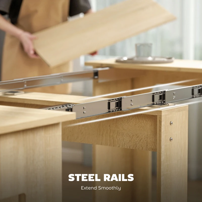 HOMCOM Stół jadalniany, rozkładany 60-180x85 cm dla do 6 osób, nowoczesny stół do jadalni, do salonu, jadalni, kuchni, naturalny