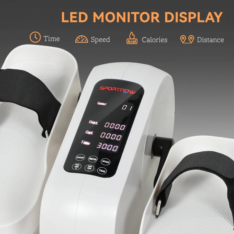 SPORTNOW Mini Eliptyczny Trener Domowy Podbiurkowy Elektryczny z 12 Prędkościami & 7 Poziomami Oporności Pilot Wyświetlacz LED Antypoślizgowy Cichy Trener Nóg dla Seniorów Dorosłych