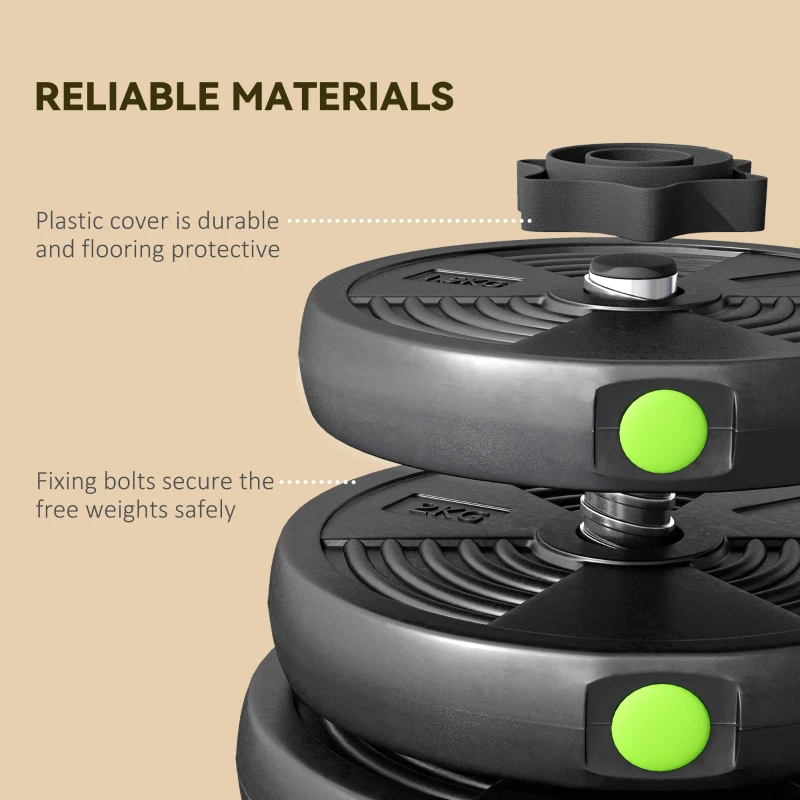 Zestaw hantli SPORTNOW 2 w 1, 30 kg regulowany zestaw hantli z 16 obciążnikami, chroniący podłogę podczas treningu siłowego, fitness, podnoszenia ciężarów, czarny
