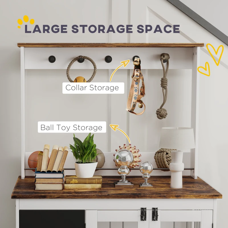 Klatka dla psa, 3 drzwi, regał na zabawki, Biała