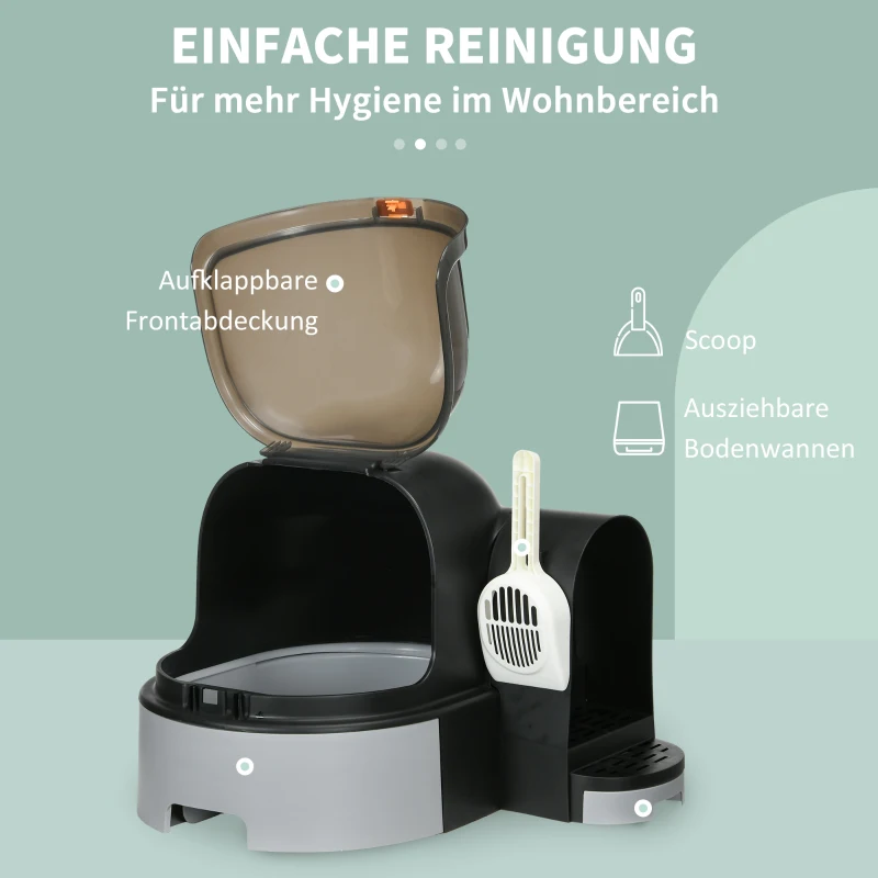 Kuweta dla kota z pokrywą i łopatką, szara