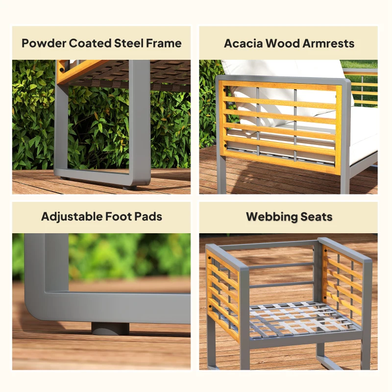 Zestaw mebli ogrodowych z akacji, odporny na warunki atmosferyczne