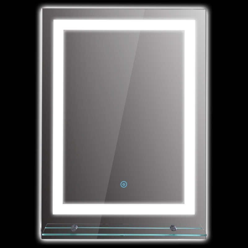 kleankin Miroir rond lumineux LED de salle de bain Ø 80 cm mural avec éclairage 3 couleurs interrupteur tactile 46W blanc argent