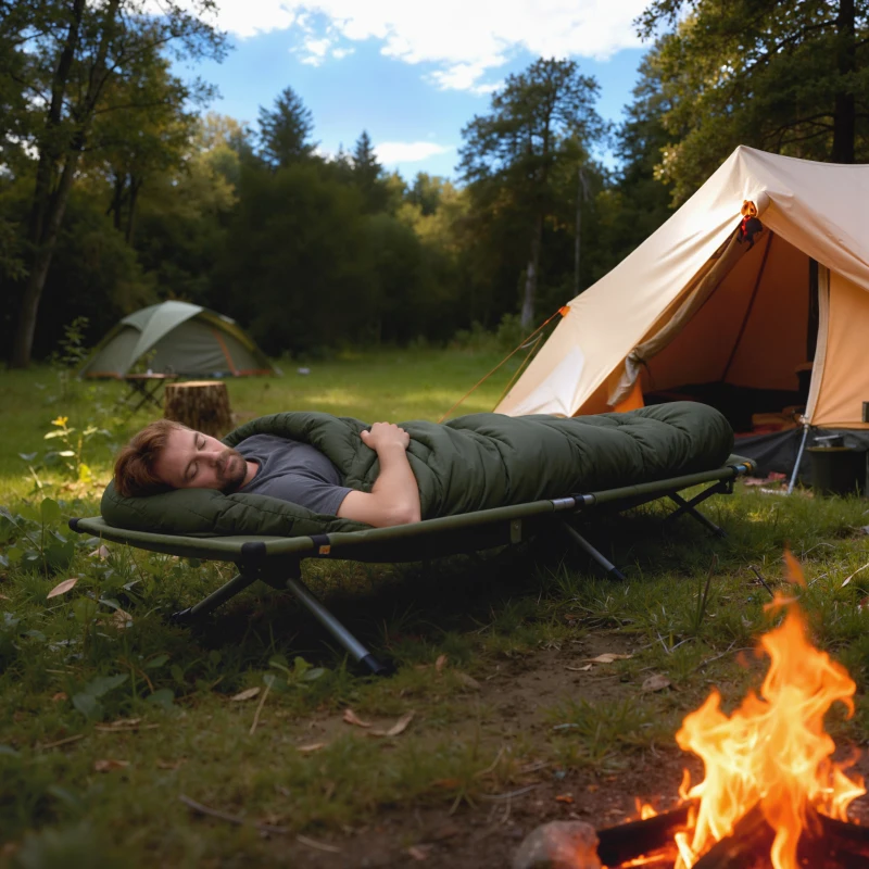 Outsunny Schlafsack, wasserdicht, leicht, gefüttert, Isolierung bis -20° C, 200L x 85B x 15H cm, Dunkelgrün