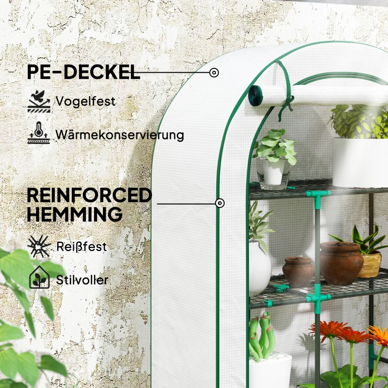 Szklarnia z rolowanymi drzwiami, regały, stalowa, zimowa