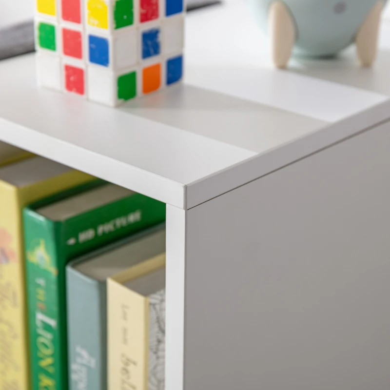 HOMCOM regał dziecięcy z podnóżkiem fotelik dziecięcy z 6 przegródkami na klatkę piersiową z 3 poduszkami pudełko na zabawki od 3 lat, piankowy, biało-szary, 103 x 30 x 60 cm