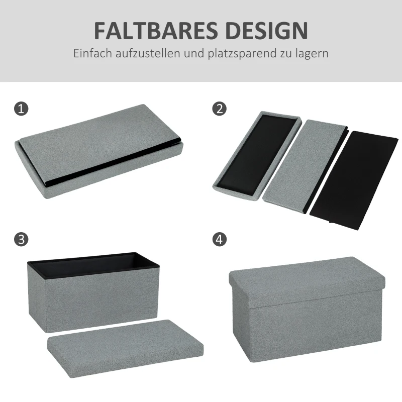 HOMCOM Ławka z Miejscem do Przechowywania, Składana, Tapicerowana Ławka w Aksamitnym Wyglądzie, Skrzynia, na Końcu Łóżka dla Salonu Sypialni Korytarza, 76 x 38 x 38 cm, Ciemnoszary