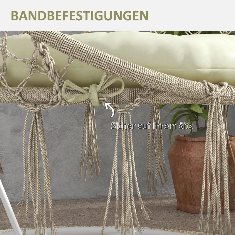 Poduszka zewnętrzna na krzesło ogrodowe Outsunny, siedzisko do fotela księżycowego, poduszka siedziska z 10 cm grubym wypełnieniem, poduszka na krzesło, poliester, beżowy