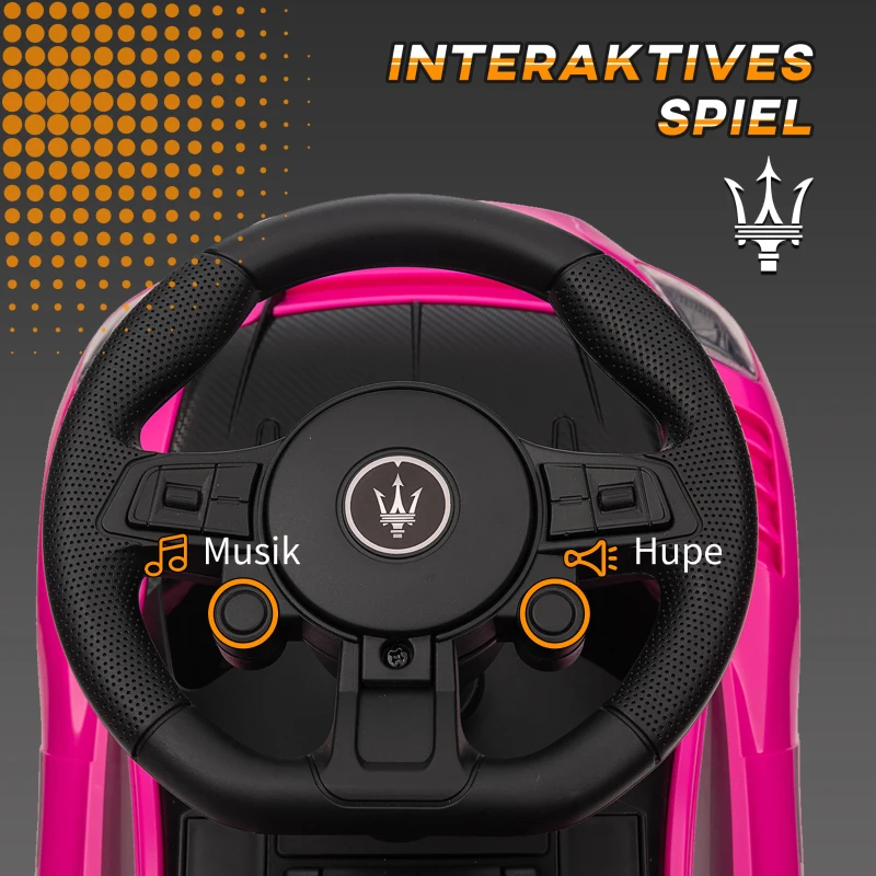 AIYAPLAY Ride on Sliding Car, Baby Push Car Licensed Maserati GT2 with Under Seat Storage, Music, Horn, Foot to Floor Toddler Car for 18-60 Months, Pink