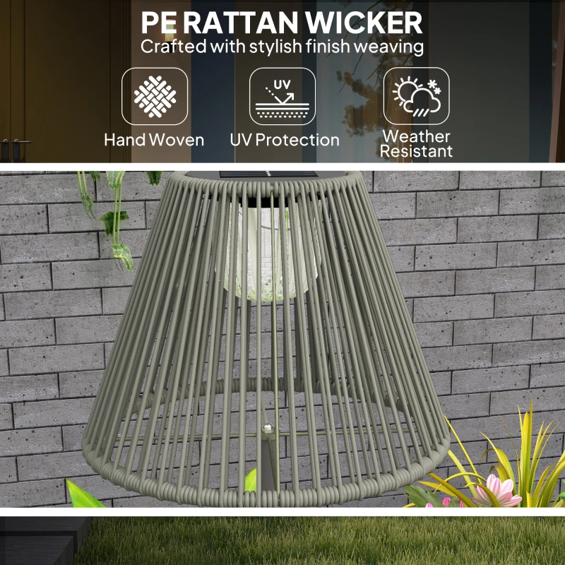 Lampa solarna z rattanu, czujnik światła, 25 LED, IP44