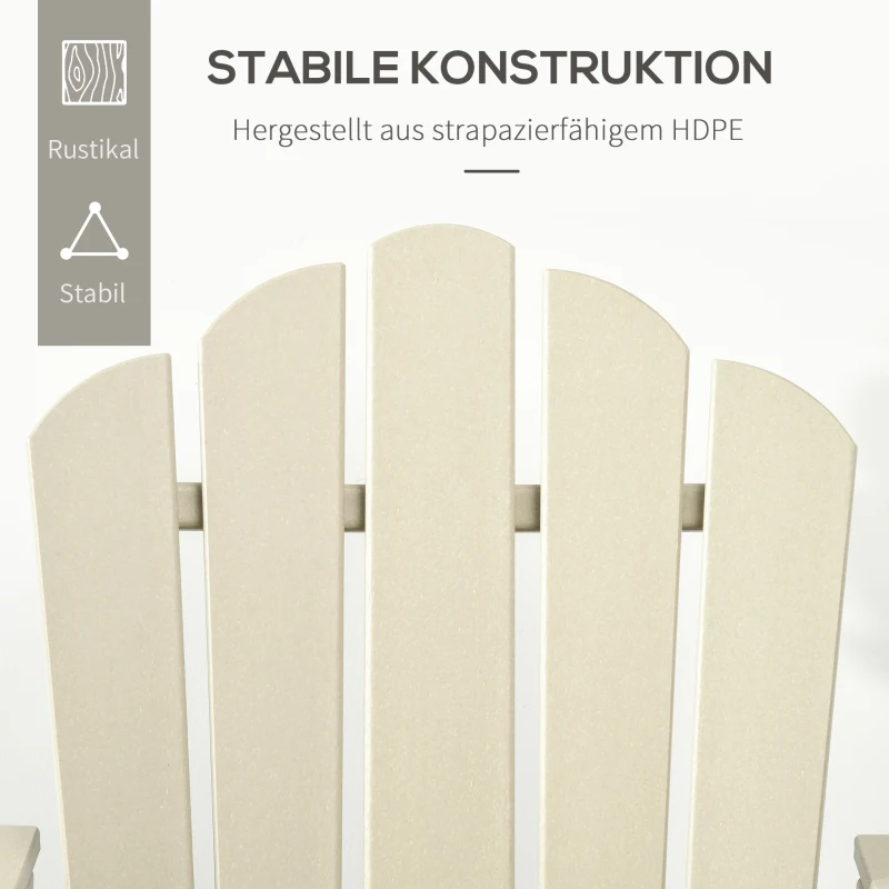 Krzesło ogrodowe Outsunny Adirondack ze stolikiem bocznym, leżak ogrodowy z podnóżkiem, krzesło patio z podłokietnikiem, krzesło balkonowe, HDPE, piasek