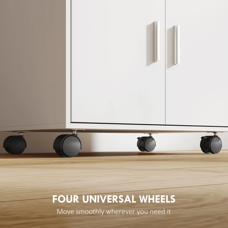 HOMCOM Szafka kuchenna na kółkach, regał na mikrofalówkę z dwudrzwiową szafką, szufladą, biała