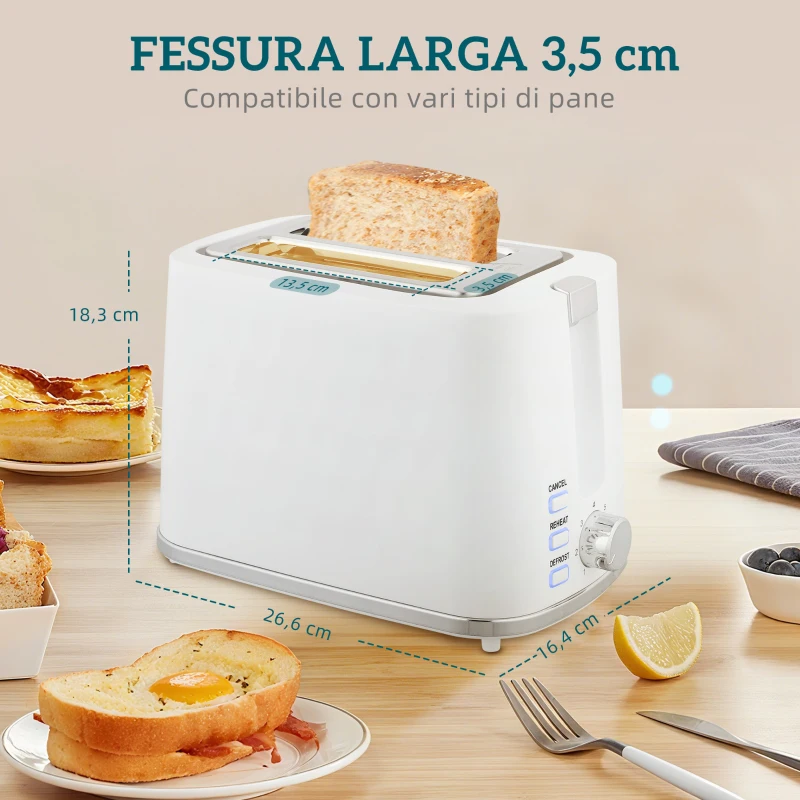 HOMCOM Set Bollitore Elettrico da 1.7L 2200W con Termostato e Tostapane Doppio con 7 Livelli di Doratura, Bianco