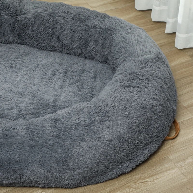 PawHut Human Dog Bed, 175L x 115W x 35Hcm Giant Human Dog Bed with Washable Cover, Waterproof Non-slip Bottom, Handel, Fluffy Dog Bed for People, Adults, Pet Family, Dark Grey