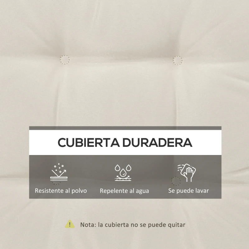 Outsunny Conjunto de Cojines para Sillas de Comedor y Jardín Impermeable con 2 Amarres de Fijación 42x42x5 cm Crema