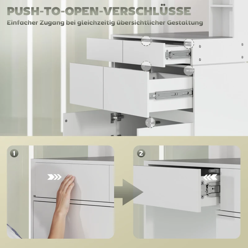 Toaletka kosmetyczna z lustrem, 4 szuflady, 3 półki